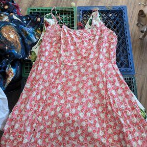 Old Navy Orange Black White Cross Back Floral Sundress